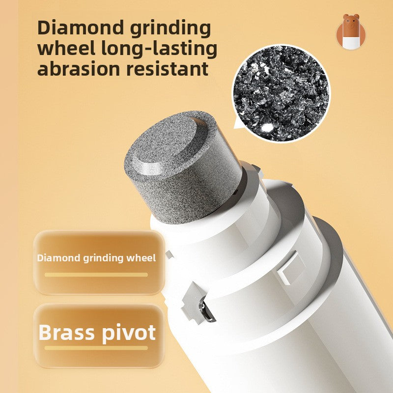Rechargeable Pet Nail Grinder with LED Light - Quiet 2-Speed Claw Trimmer for Cats and Dogs in Coffee White or Grey White