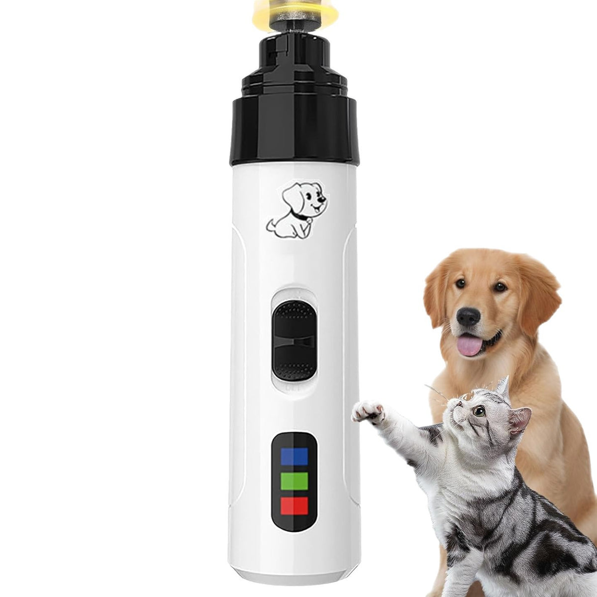 Dust-Free Pet Nail Grinder with LED Light - USB Rechargeable 2-Speed Quiet Claw Trimmer for Cats and Dogs