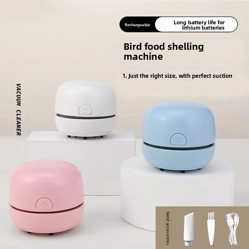 Mini Electric Bird Cage Husk Vacuum - Handheld Seed Shell and Feather Debris Cleaner for Parrots and Small Birds in Blue or Pink