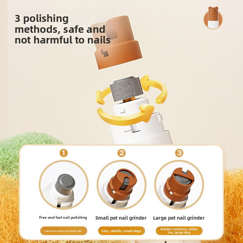 Rechargeable Pet Nail Grinder with LED Light - Quiet 2-Speed Claw Trimmer for Cats and Dogs in Coffee White or Grey White