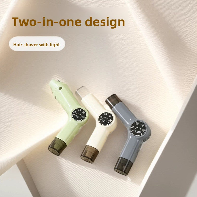 2-in-1 Rechargeable Pet Hair Trimmer and Nail Grinder with LED Light - Quiet Cordless Grooming Tool for Dogs and Cats in White, Green or Grey
