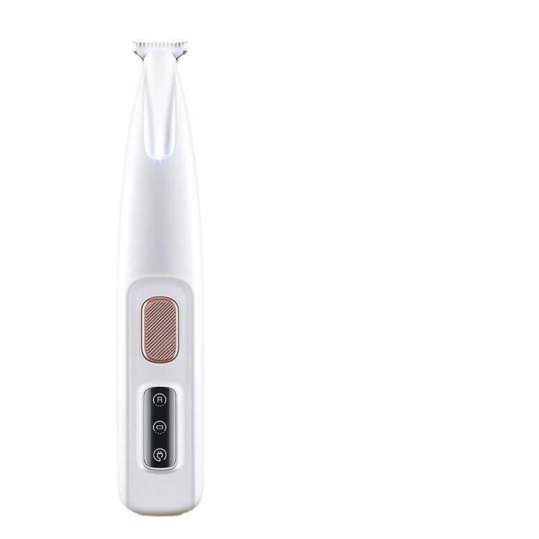 Waterproof Paw Hair Trimmer for Dogs and Cats - LED Rechargeable Foot Clipper with Oil Bottle in White
