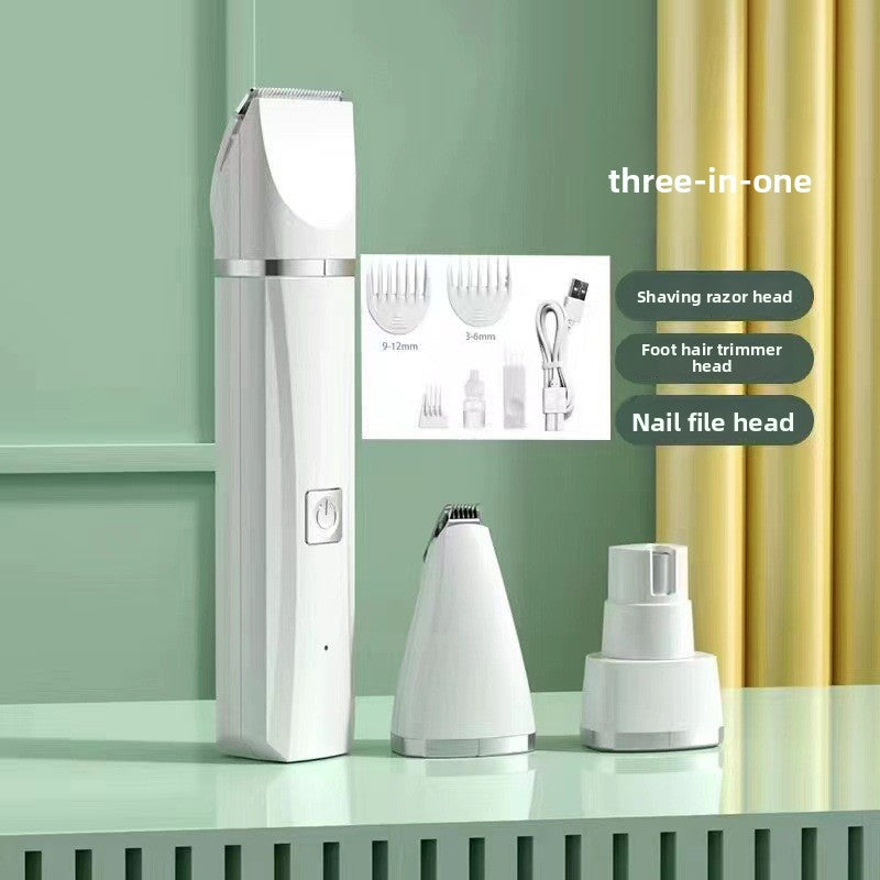 4-in-1 Pet Grooming Clipper Kit - Rechargeable Dog and Cat Hair Trimmer with Paw, Face and Nail Grinder Heads in Mint Green or Pearl White
