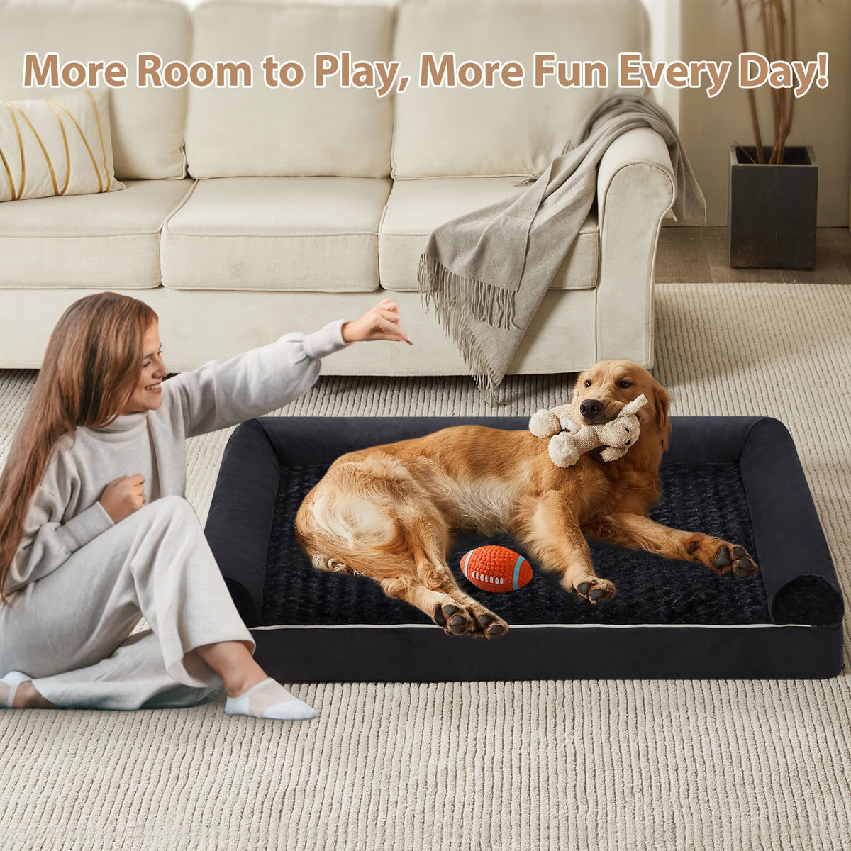 BFPETHOME Orthopedic Washable XXL Dog Bed for Senior Dog Cozy Sleep