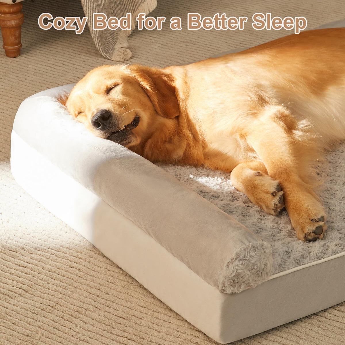 BFPETHOME Orthopedic Washable Large Dog Bed for Senior Dog Comfy Sleep