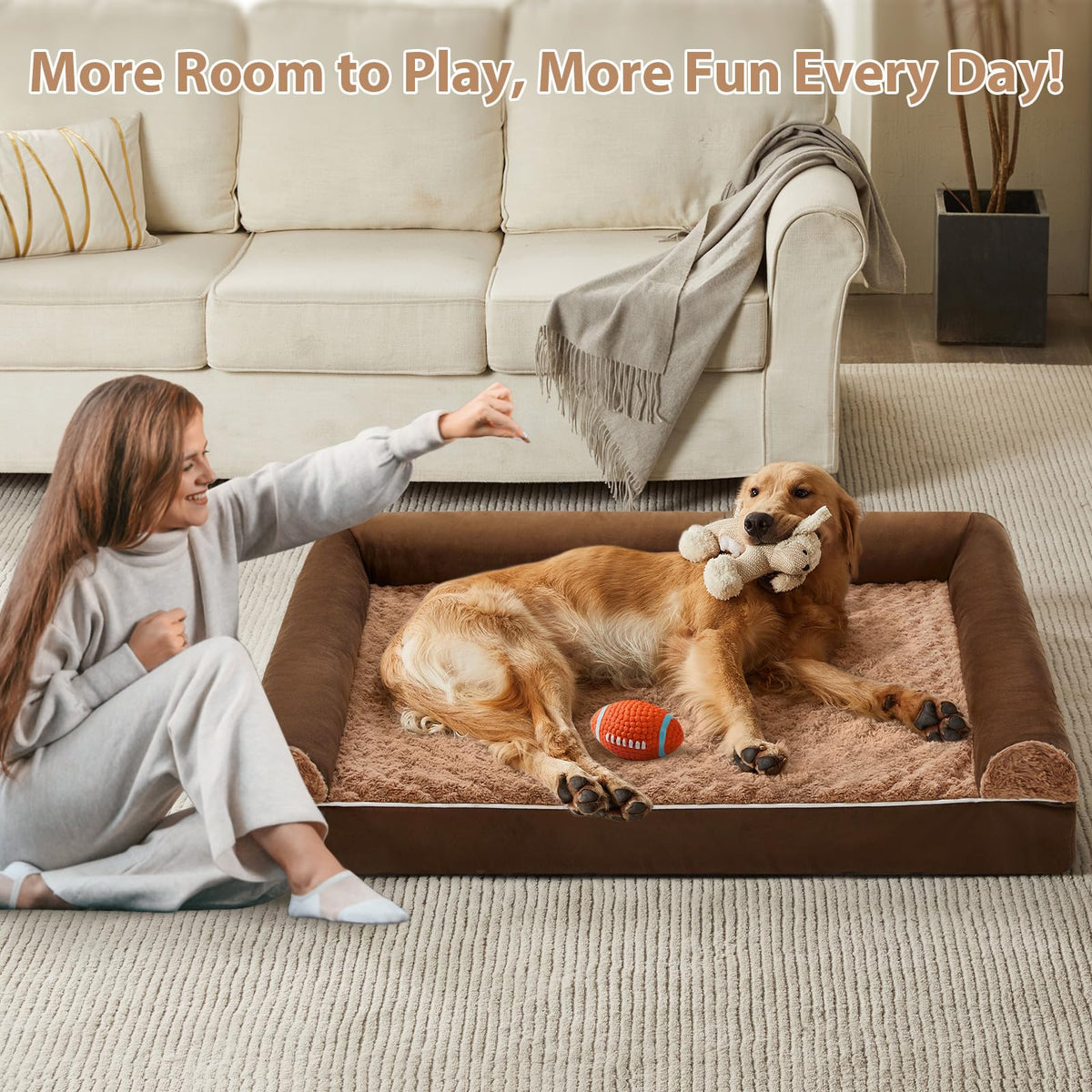 BFPETHOME Orthopedic Washable XXL Dog Bed for Senior Dog Cozy Sleep