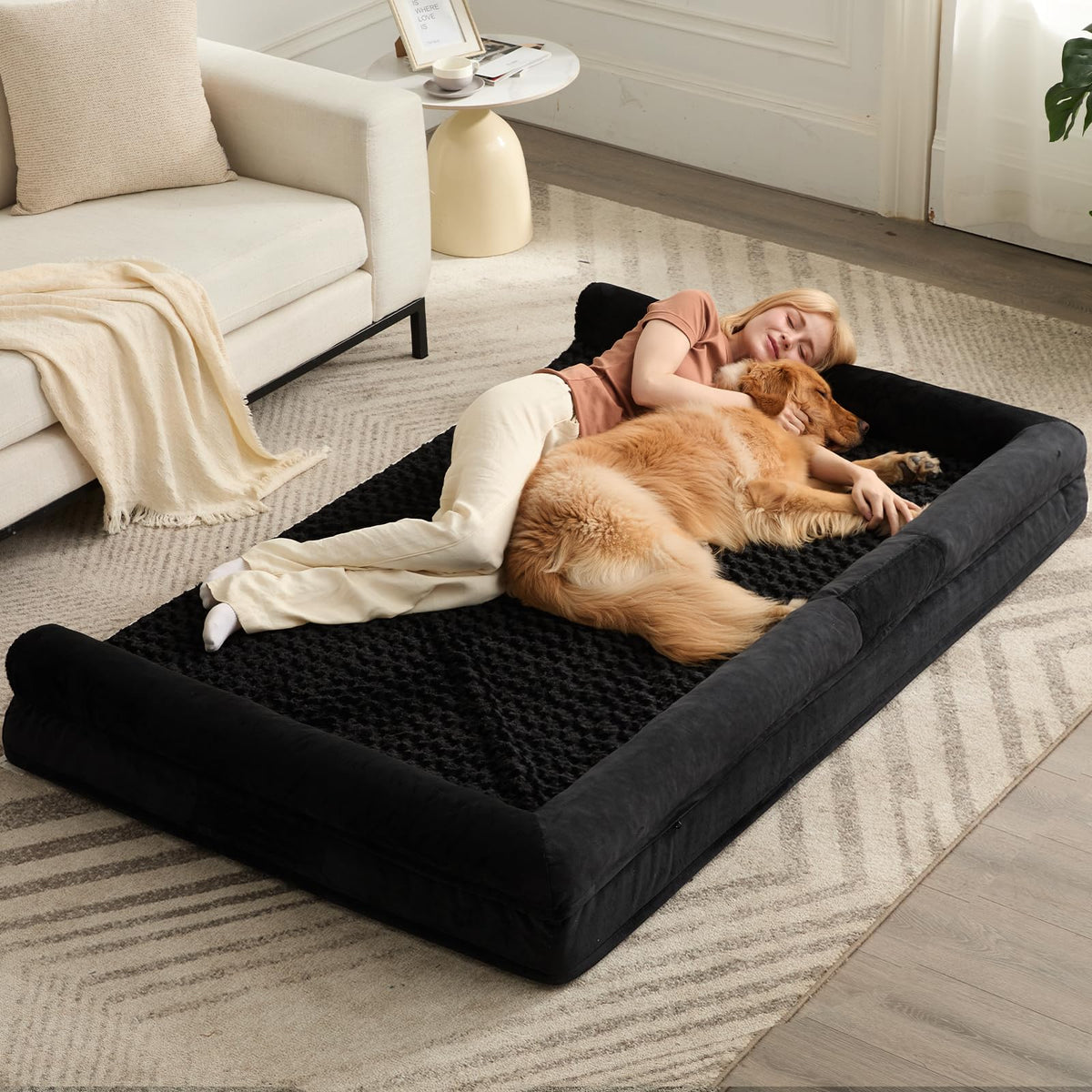 BFPETHOME Orthopedic Washable Human Dog Bed for Adult & Dog Cozy Sleep