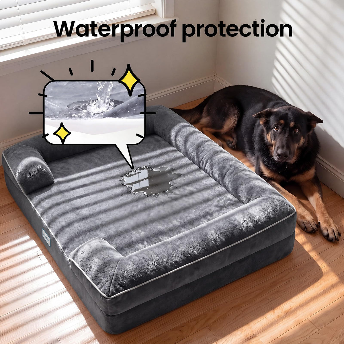 Orthopedic Extra Large Dog Bed Couch, Memory Foam, 45×33Inch (Gray)