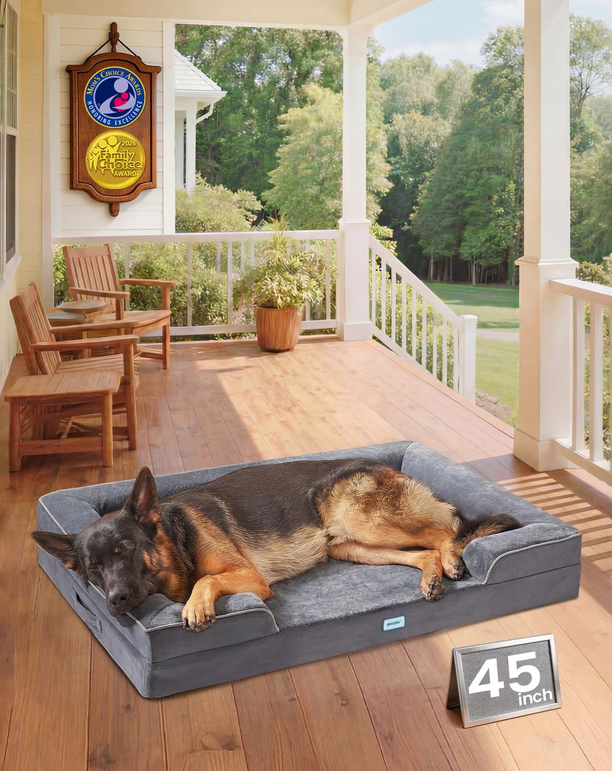 Orthopedic Extra Large Dog Bed Couch, Memory Foam, 45×33Inch (Gray)