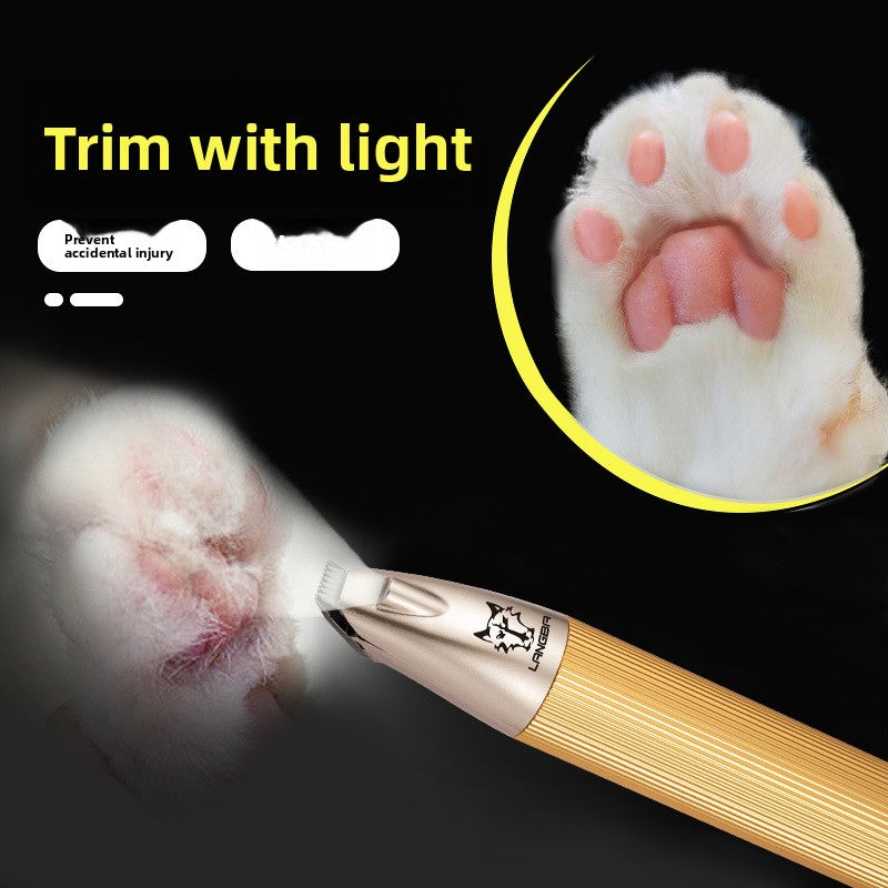 Wide Blade USB Pet Hair Trimmer in Black or Gold - Quiet Face, Ear and Paw Shaver with Oil and Cleaning Brush for Dogs and Cats
