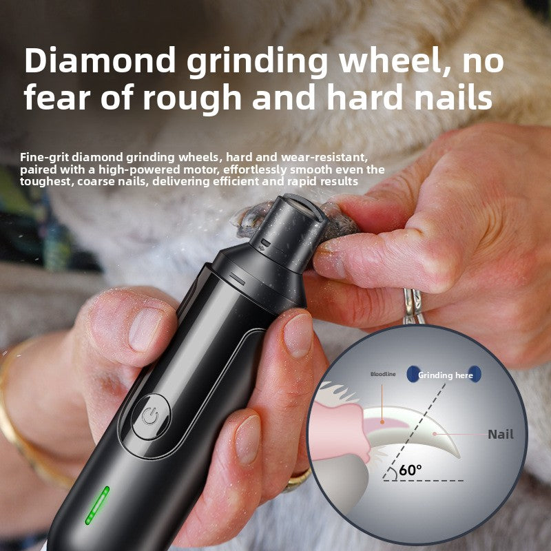 Electric Dog and Cat Nail Grinder - Quiet Pet Nail Trimmer and Polisher for Large Dogs, Puppies and Cats in Black, White or Blue