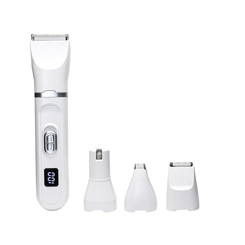 Waterproof 4-in-1 Pet Hair Clipper Set in Ivory Pink - Quiet 7200 RPM Ceramic Blade Rechargeable Trimmer for Dogs and Cats