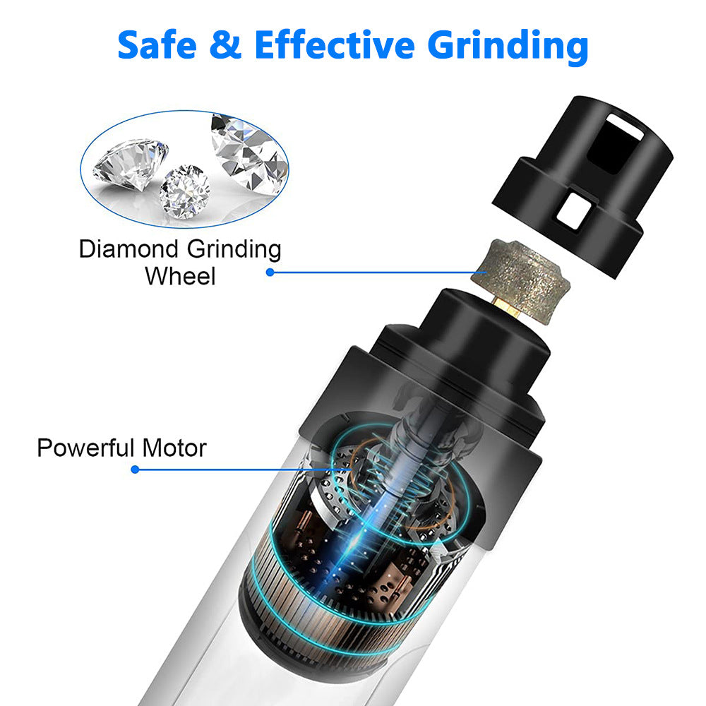 Dual-Speed Pet Nail Grinder with Diamond Grinding Head - Rechargeable Claw Trimmer for Dogs, Cats and Small Pets