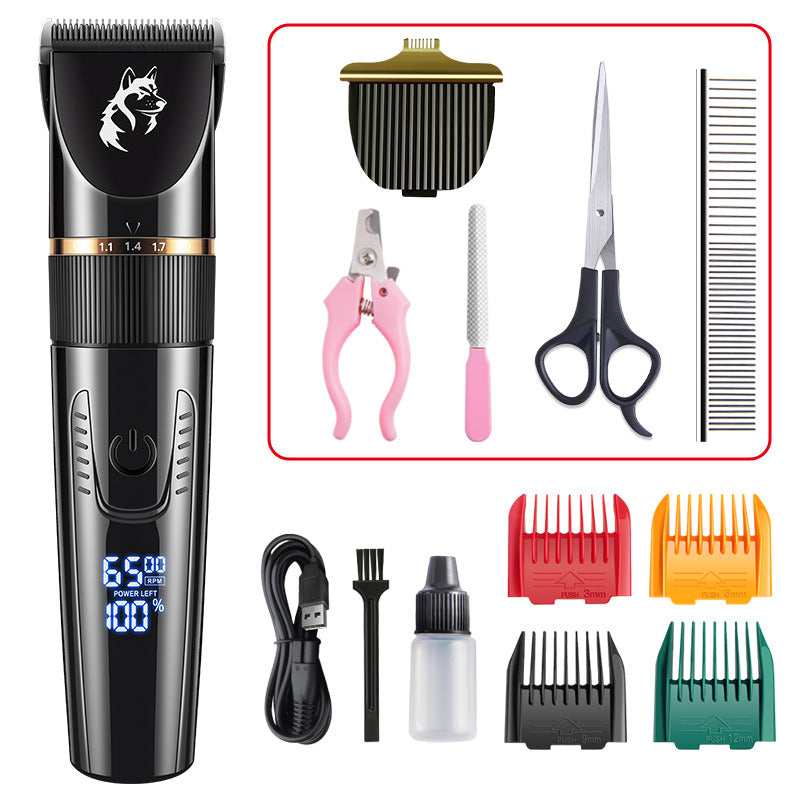 Waterproof Pet Hair Clipper in Black or Blue - Quiet Rechargeable Trimmer with Guide Combs for Dogs and Cats