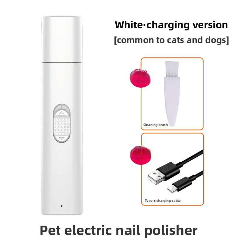 Quiet Rechargeable Pet Nail Grinder with Safety Cover - USB Claw Trimmer for Cats, Small and Medium Dogs in White or Black