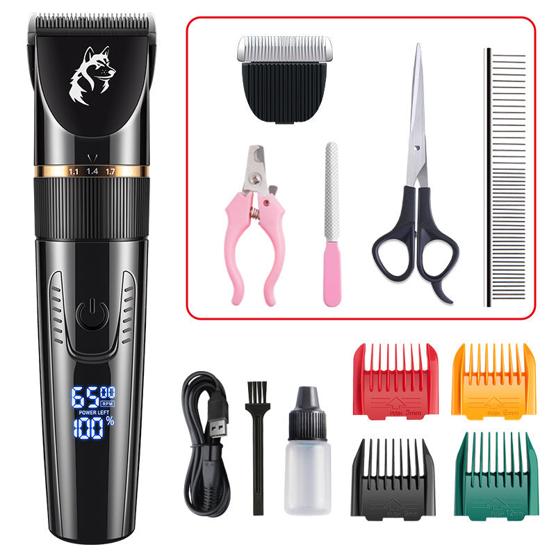 Waterproof Pet Hair Clipper in Black or Blue - Quiet Rechargeable Trimmer with Guide Combs for Dogs and Cats
