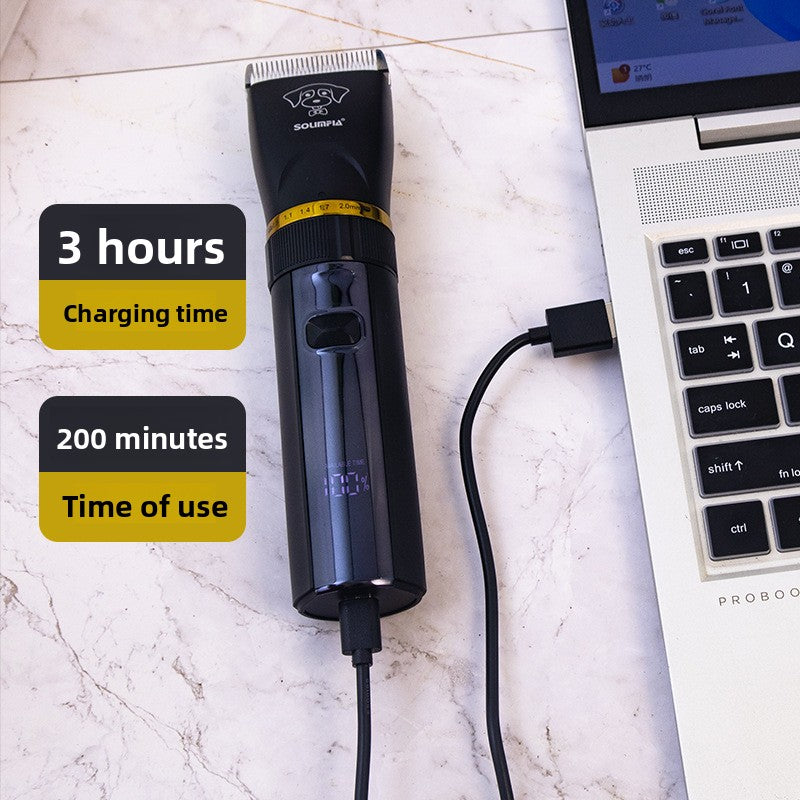 6500 RPM Cordless Dog Clipper - 1200mAh Rechargeable Pet Grooming Trimmer with Guide Combs and 200 Minute Runtime in Black