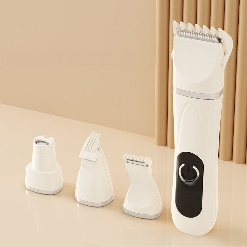 4-in-1 Pet Grooming Clipper Kit - Rechargeable Dog and Cat Hair Trimmer with Paw, Face and Nail Grinder Heads in Mint Green or Pearl White