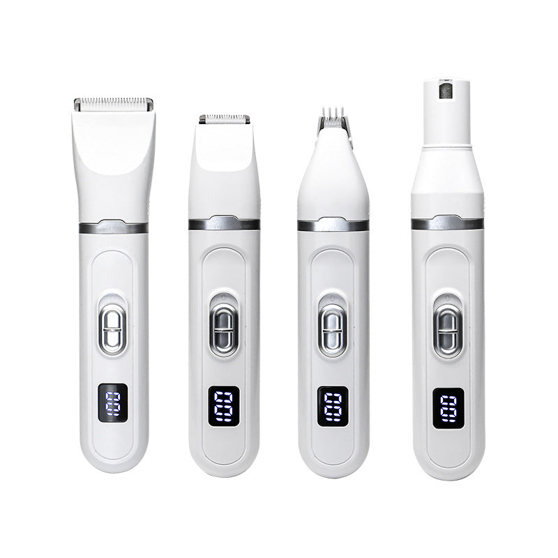 Waterproof 4-in-1 Pet Hair Clipper Set in Ivory Pink - Quiet 7200 RPM Ceramic Blade Rechargeable Trimmer for Dogs and Cats