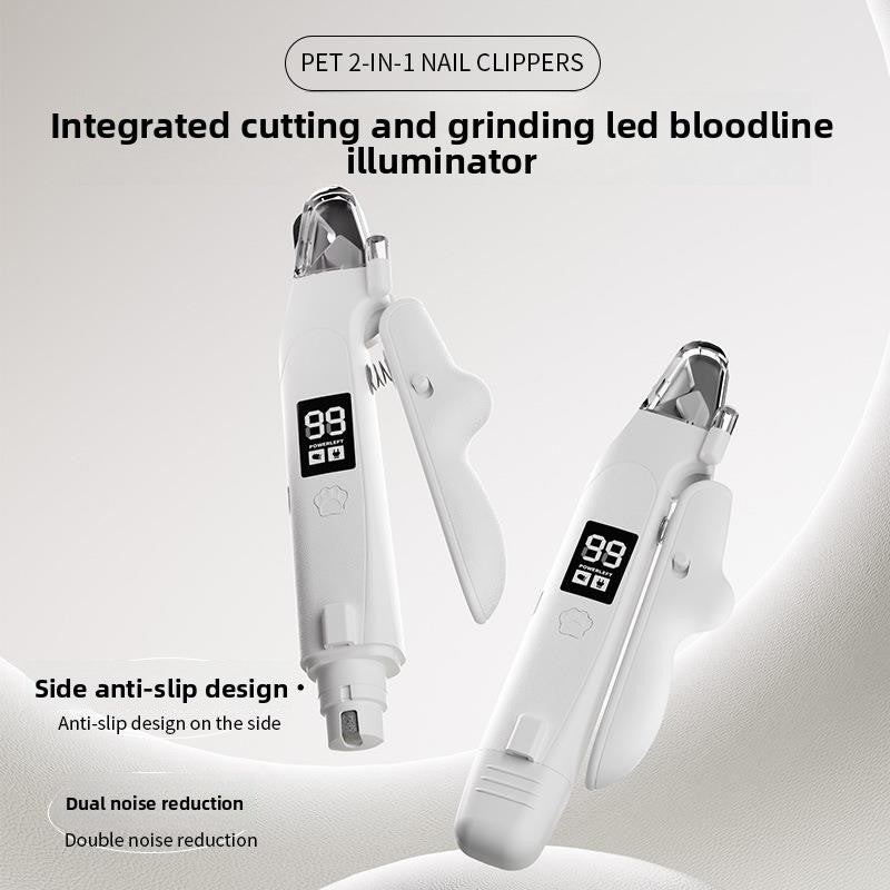 Electric Pet Nail Clipper and Grinder Combo with Safety Guard - USB Rechargeable Claw Care for Cats, Dogs and Small Pets
