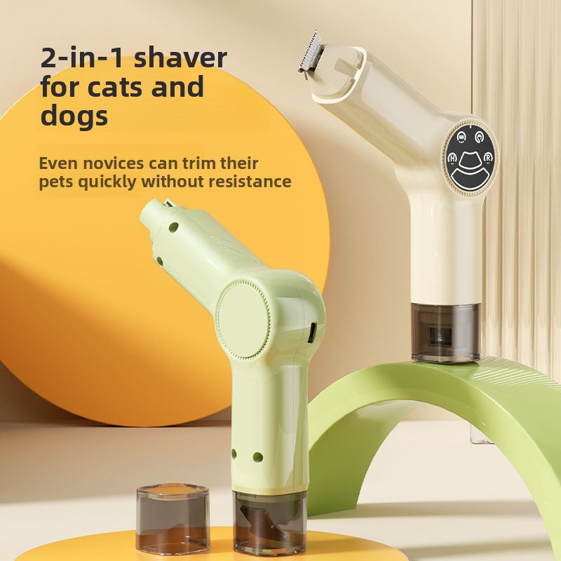 2-in-1 Rechargeable Pet Hair Trimmer and Nail Grinder with LED Light - Quiet Cordless Grooming Tool for Dogs and Cats in White, Green or Grey