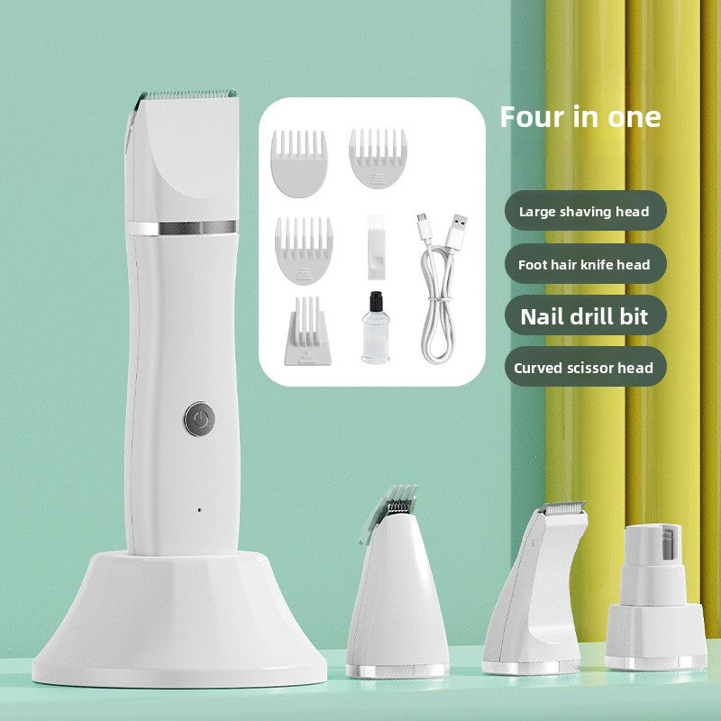 4-in-1 Rechargeable Pet Clipper and Paw Trimmer Kit with Charging Base in Mint Green or Pearl White - Cordless Grooming Shaver for Dogs and Cats