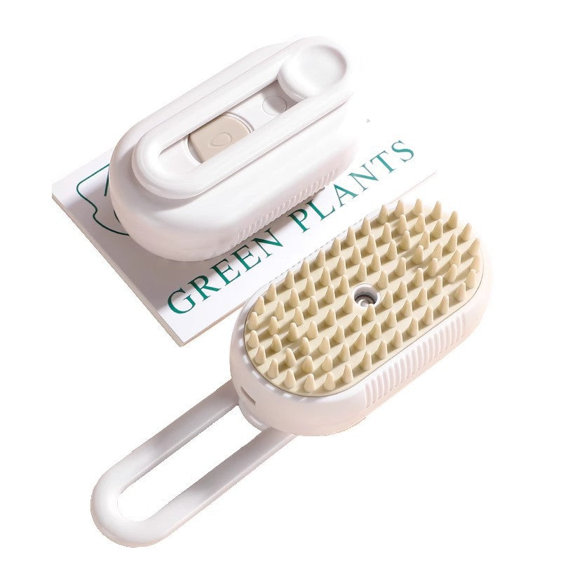 Electric Spray Grooming Comb with Massage Brush for Dogs and Cats - Mist Detangler in White or Brown, 20ml Hair Essence Optional
