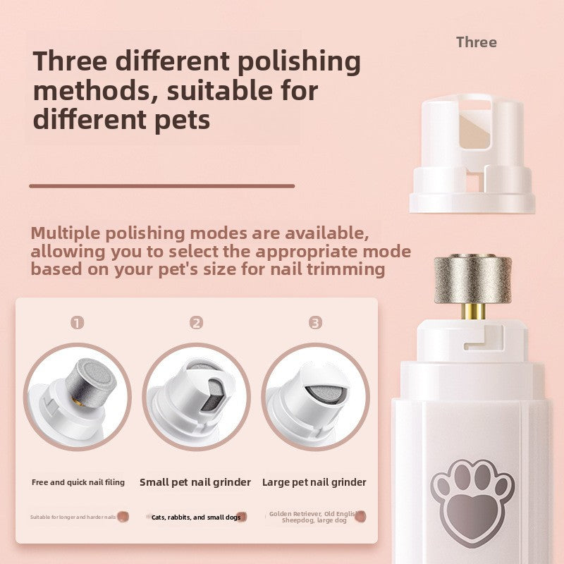 Rechargeable Mini Pet Nail Grinder with LED Light - Quiet Claw Polisher for Small Dogs, Cats, Rabbits and Small Pets