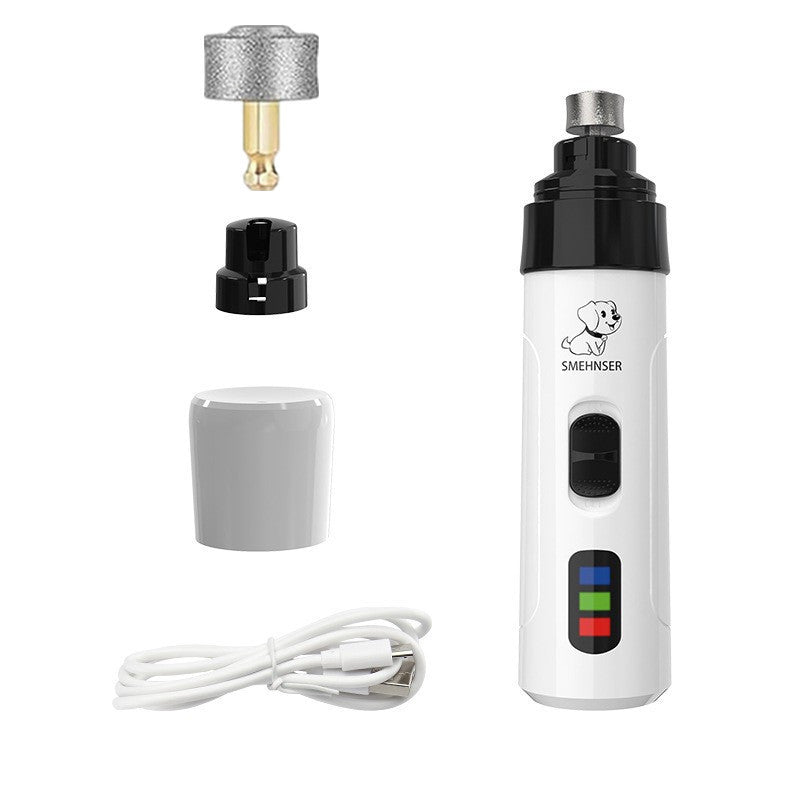 Dust-Free Pet Nail Grinder with LED Light - USB Rechargeable 2-Speed Quiet Claw Trimmer for Cats and Dogs