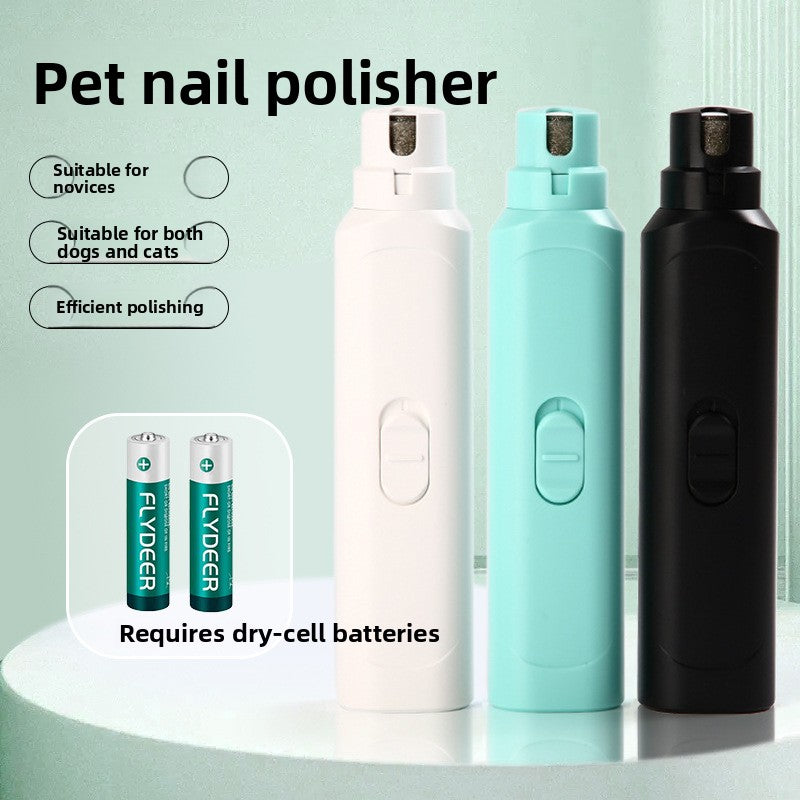 Battery or USB Pet Nail Grinder with Multiple Grinding Heads - Quiet Claw Polisher for Dogs and Cats in White, Green or Black