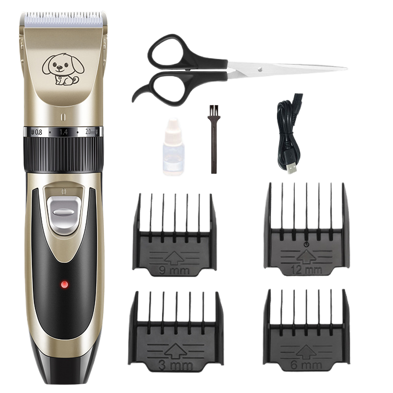 Cordless Pet Hair Clipper Set in Gold or Rose Gold - Quiet USB Rechargeable Trimmer with Scissor and Comb Attachments for Dogs and Cats