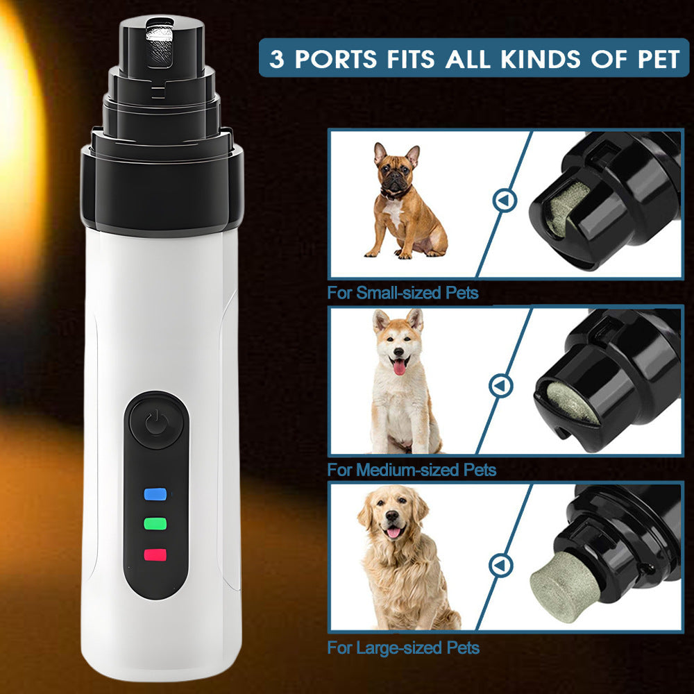 Dual Speed Rechargeable Pet Nail Grinder with LED Light - Quiet Diamond Head Claw Trimmer for Dogs and Cats