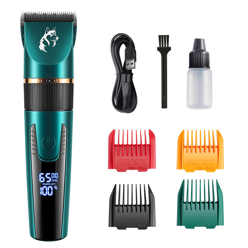 Waterproof Pet Hair Clipper in Black or Blue - Quiet Rechargeable Trimmer with Guide Combs for Dogs and Cats