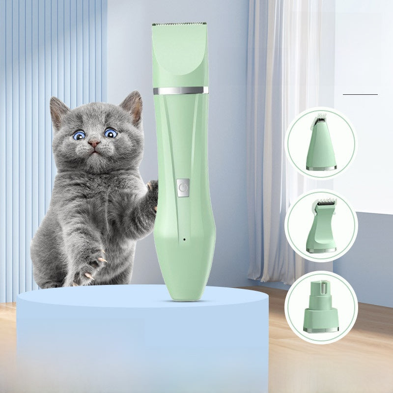 Quiet Pet Hair Clipper Kit with Foot Trimmer and Grinder Attachments - Electric Grooming Set for Dogs and Cats