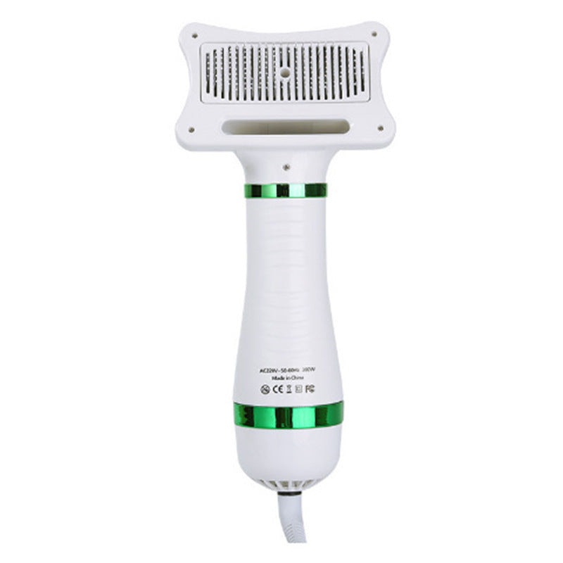 2-in-1 Pet Hair Dryer and Grooming Brush - Adjustable Heat Blow Comb for Dogs and Cats in Green or Gold