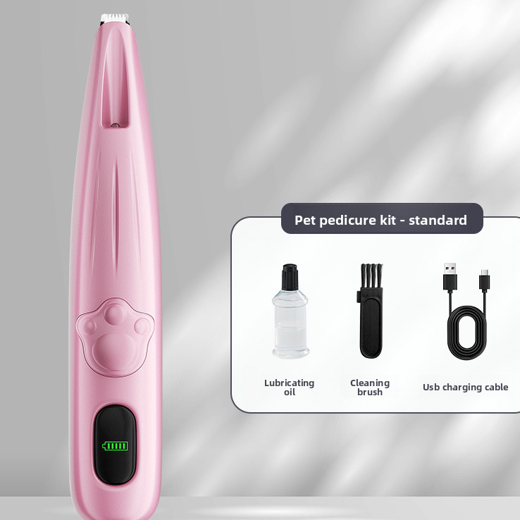 Dog and Cat Paw Hair Trimmer with LED Display - Rechargeable Quiet Clipper with Wide or Narrow Blade for Paws, Face and Ears