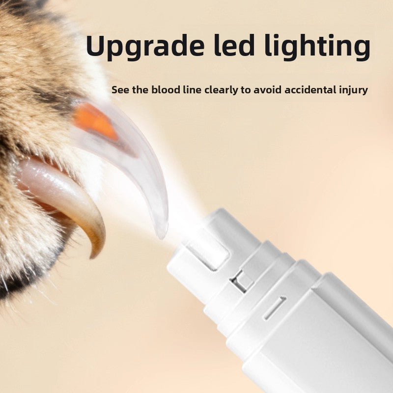 Quiet USB Rechargeable Pet Nail Grinder with LED Light and 2 Spare Grinding Heads for Small and Large Dogs and Cats