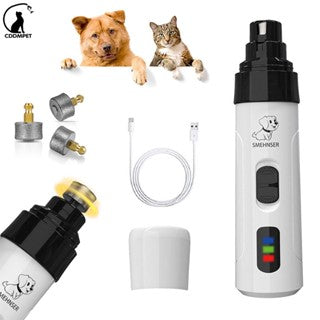 Rechargeable USB Pet Nail Grinder with 5 Speeds and Interchangeable Heads for Small Pets