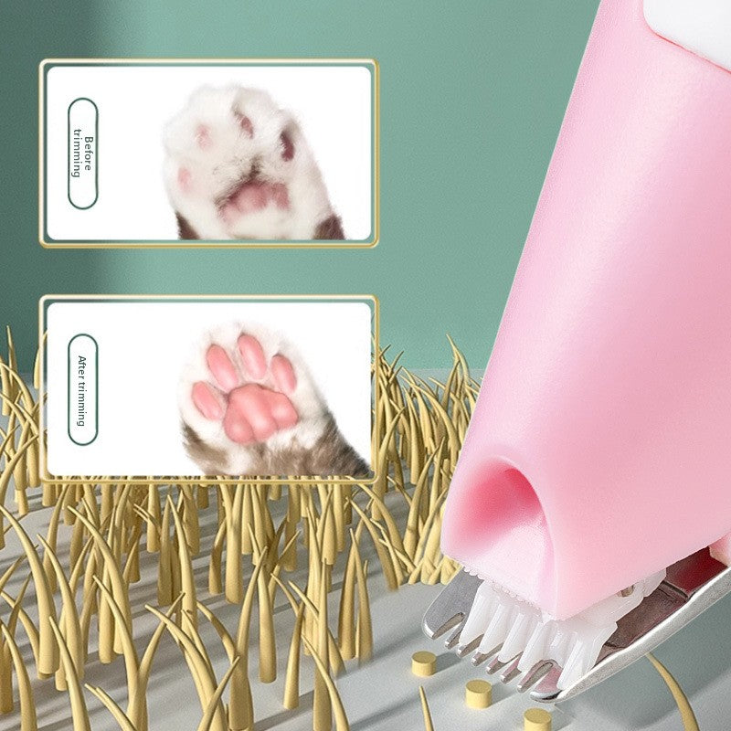 Cordless Dog Paw Trimmer with LED Light - Rechargeable Pet Foot Hair Clipper with Rounded Safety Blades for Dogs and Cats