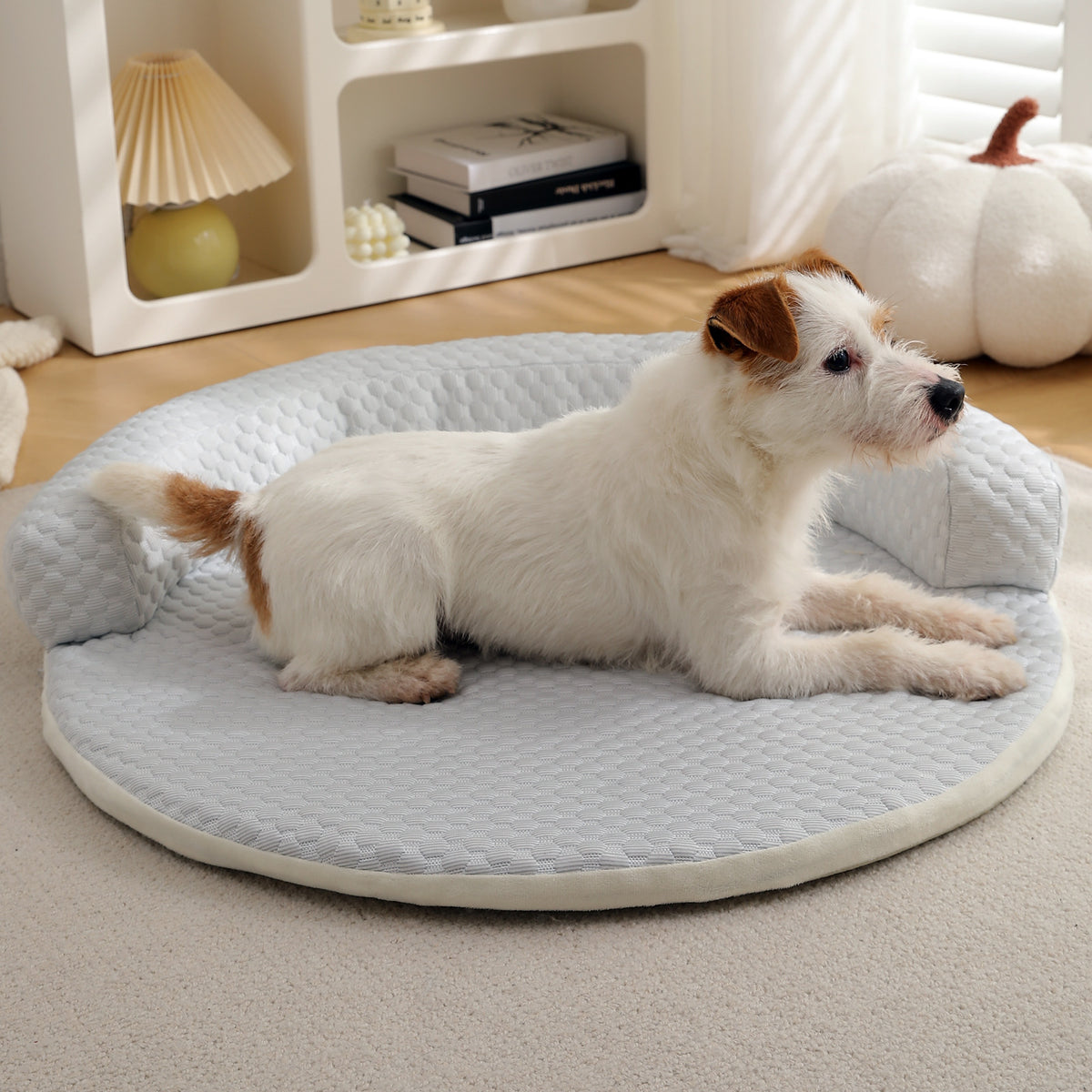 Ice Silk Cooling Pet Bed - Round Dog & Cat Sofa Mat with Bolster, Breathable