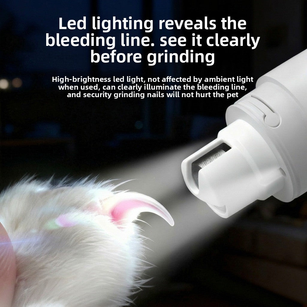 Electric Pet Nail Grinder with Spare Grinding Heads - Battery Powered Gentle Claw Trimmer for Dogs and Cats