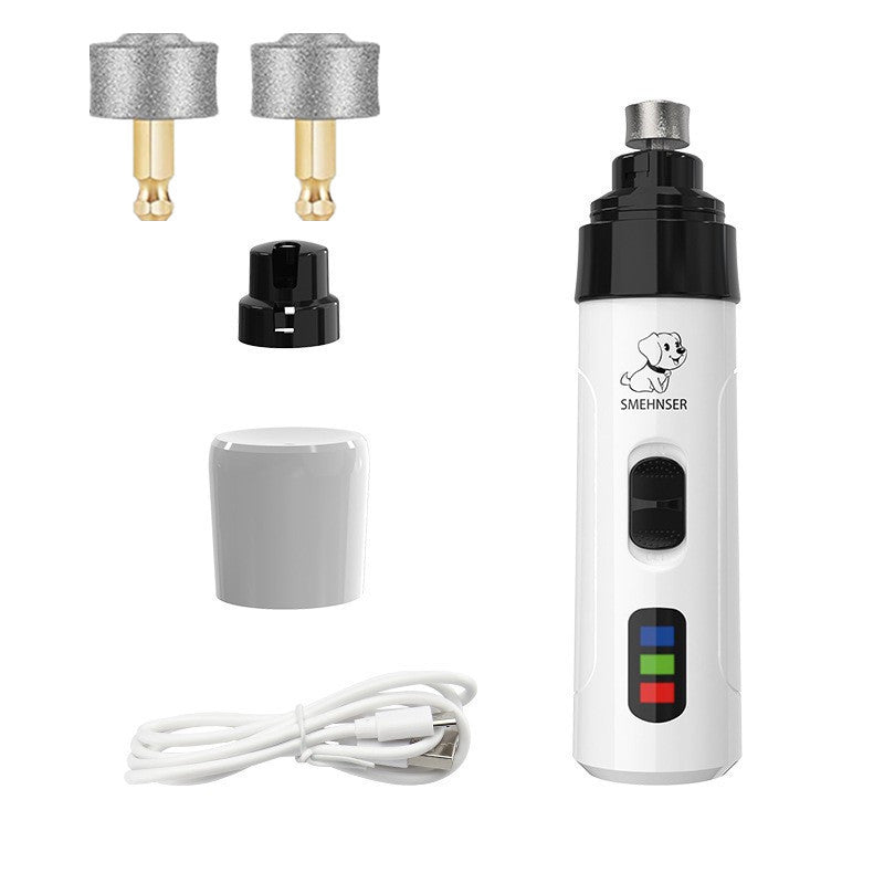 Dust-Free Pet Nail Grinder with LED Light - USB Rechargeable 2-Speed Quiet Claw Trimmer for Cats and Dogs