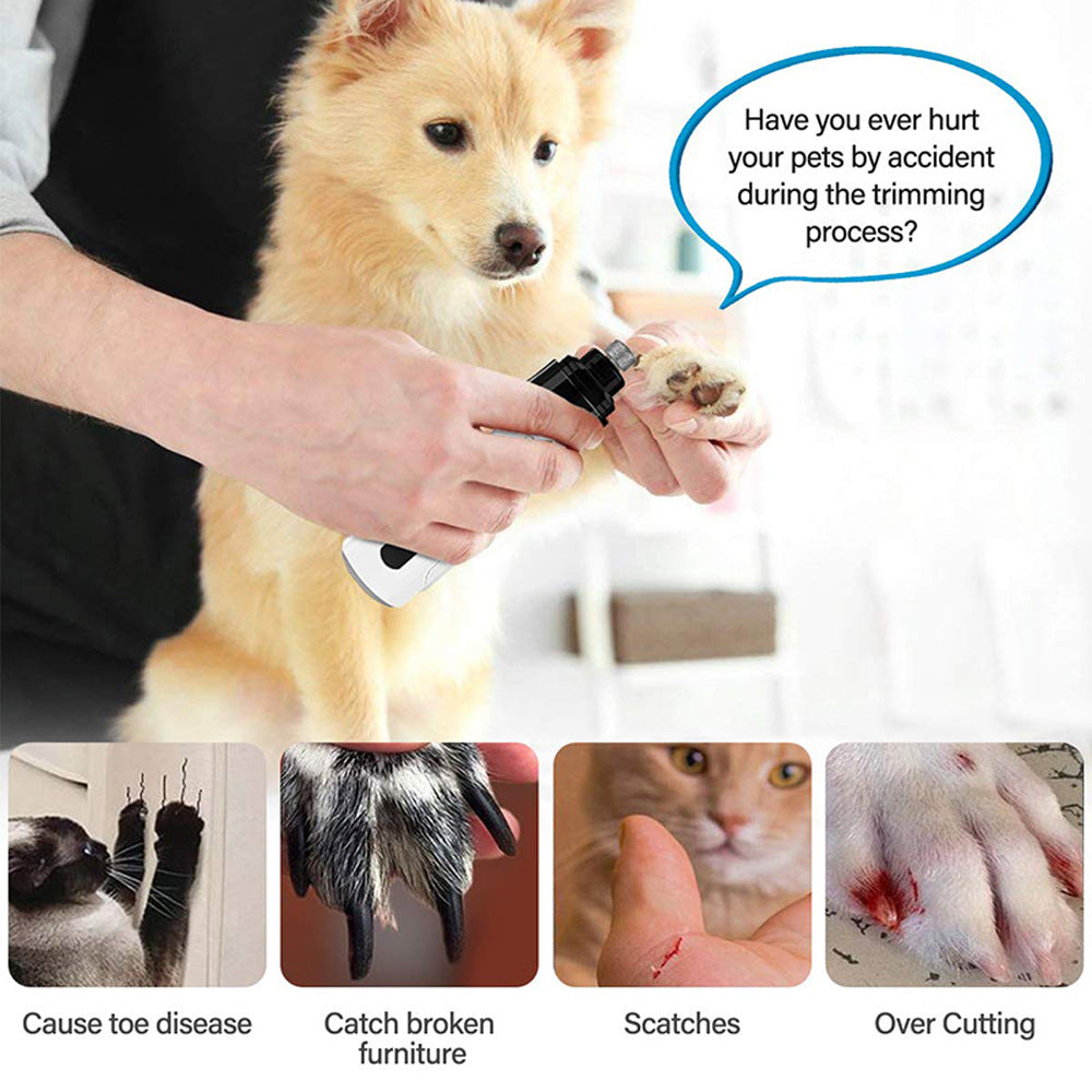 Dual-Speed Electric Pet Nail Grinder - Rechargeable Quiet Diamond Claw File for Dogs, Cats and Small Pets