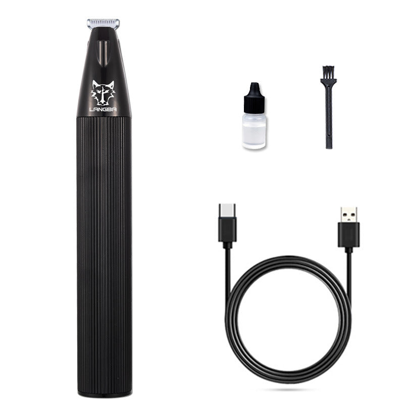 Wide Blade USB Pet Hair Trimmer in Black or Gold - Quiet Face, Ear and Paw Shaver with Oil and Cleaning Brush for Dogs and Cats
