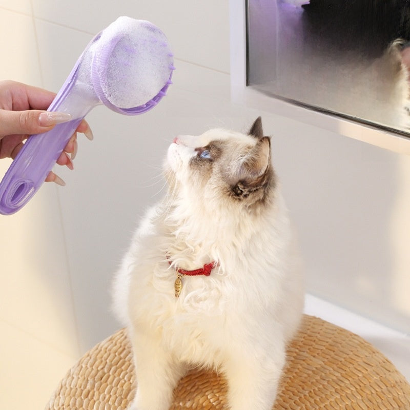 2-in-1 Silicone Dog Bath Brush - Double-Sided Soft Bristle Shampoo Scrubber and Massage Comb for Dogs and Cats
