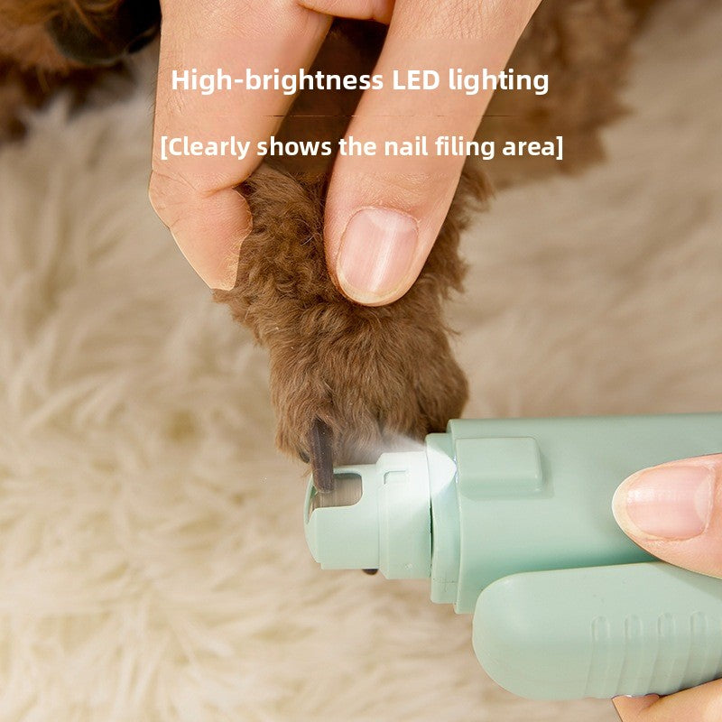 2-in-1 Rechargeable Dog Nail Grinder and Clipper with LED Light - Quiet Pet Claw Trimmer