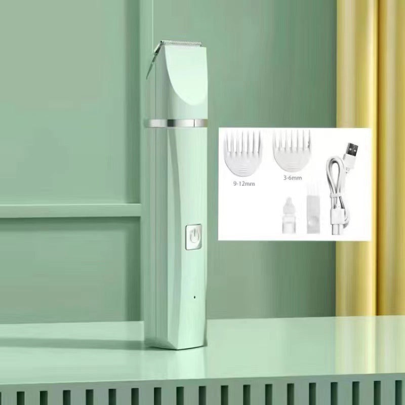 4-in-1 Pet Grooming Clipper Kit - Rechargeable Dog and Cat Hair Trimmer with Paw, Face and Nail Grinder Heads in Mint Green or Pearl White