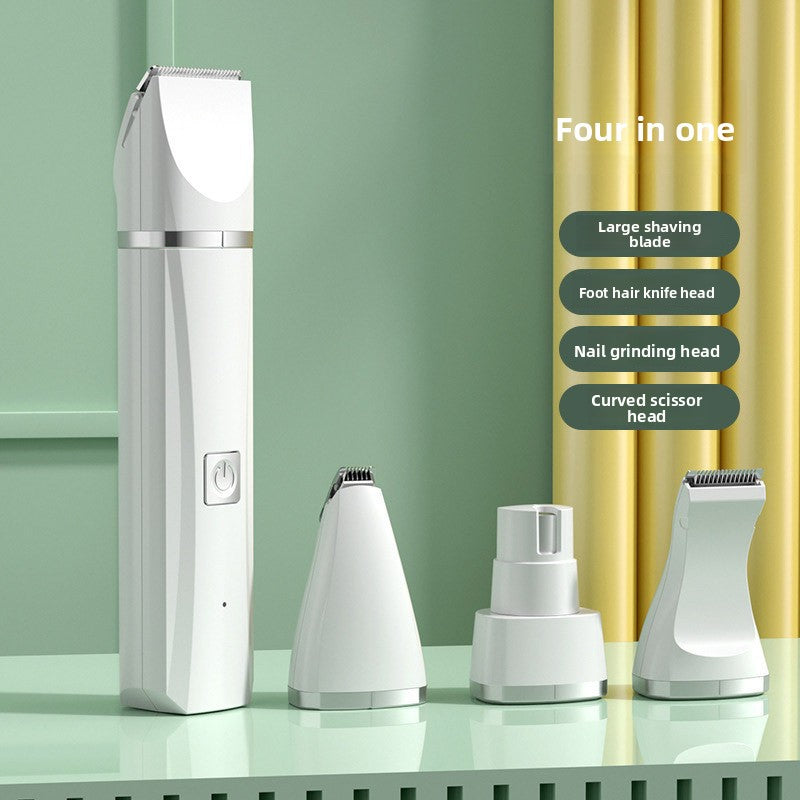Quiet Pet Hair Clipper Kit with Foot Trimmer and Grinder Attachments - Electric Grooming Set for Dogs and Cats