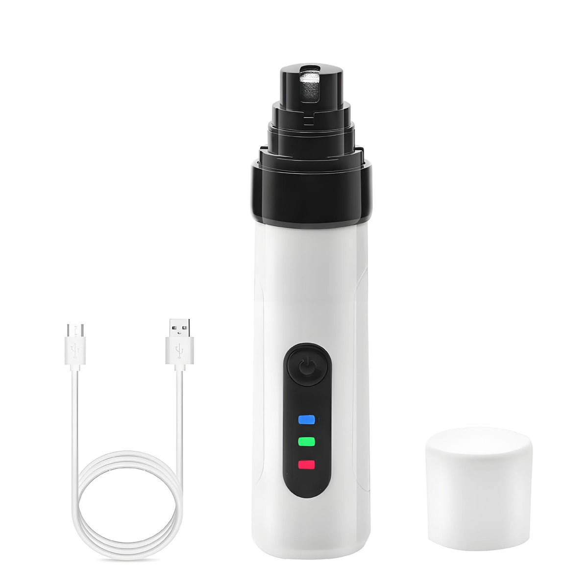 Dual Speed Rechargeable Pet Nail Grinder with LED Light - Quiet Diamond Head Claw Trimmer for Dogs and Cats