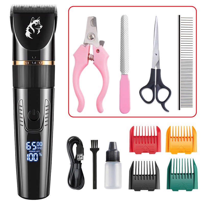 Waterproof Pet Hair Clipper in Black or Blue - Quiet Rechargeable Trimmer with Guide Combs for Dogs and Cats